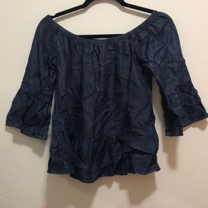 Chambray off-the-shoulder top